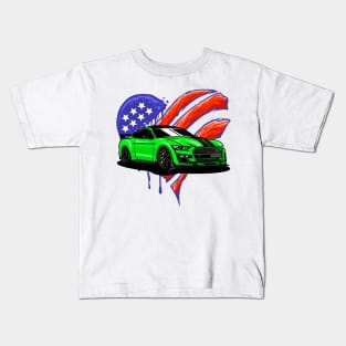 Flag USA Green GT500 Shelby Kids T-Shirt